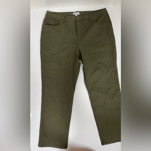 Denim&Co Denim - Denim & Company Olive Pants plus size 16P Dark Green D&Co